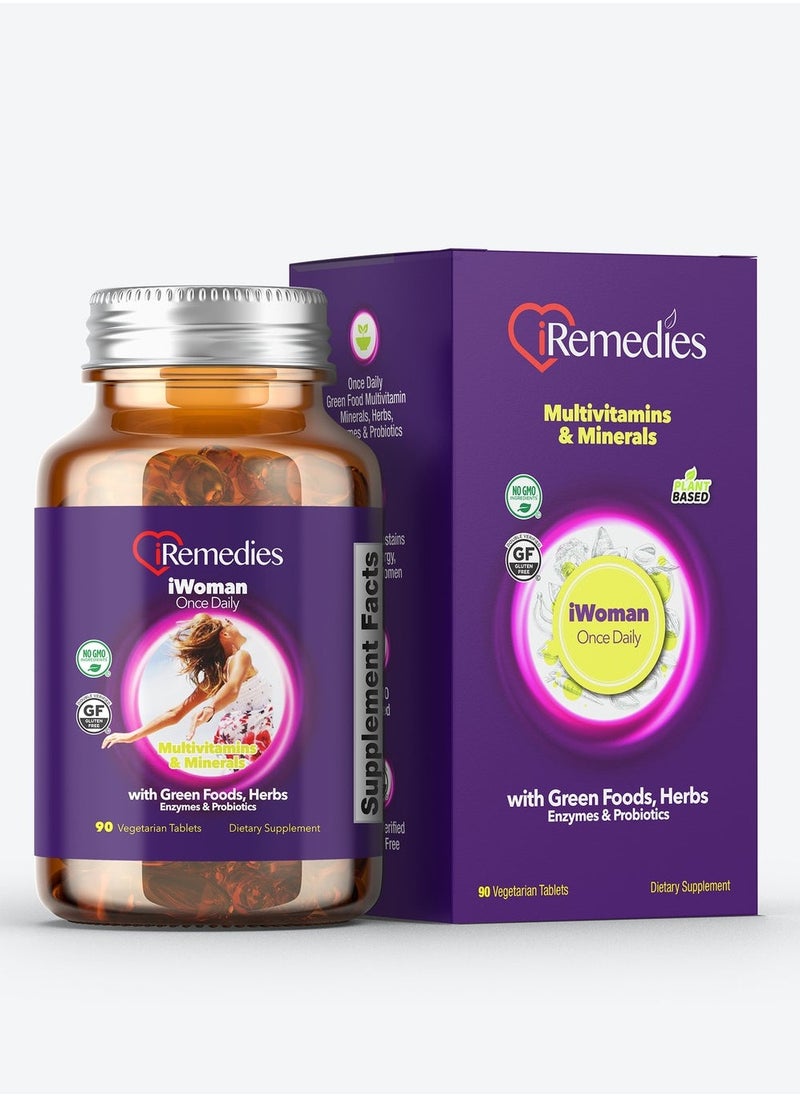 iRemedies iWoman Once Daily Multivitamins – 90 Vegetarian Tablets gluten free  - Image 2