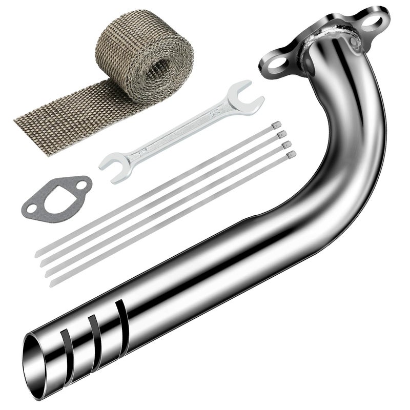 XIKOBY Upgrade Header Exhaust Pipe Kit for Predator 212cc 196cc Coleman Mini Bike CT200U BT200X B200R KT196 Go Kart 65HP GX160 GX200 Clone Engine Baja Warrior MB165 Massimo MB200 Performance Parts