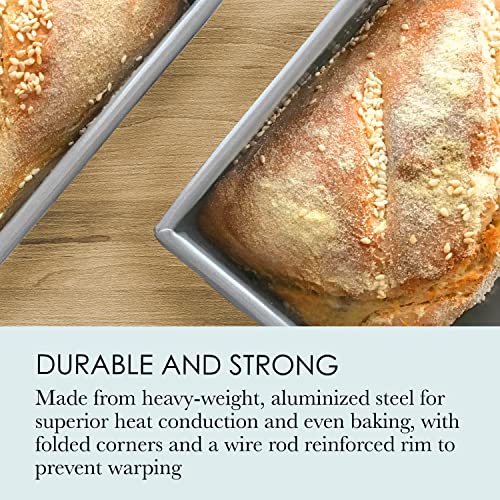 Chicago Metallic Commercial II 1-Pound Loaf Pan, Heavy-Weight Aluminized Steel, Professional Bread Baking Pan with Wire Reinforcement - Image 4