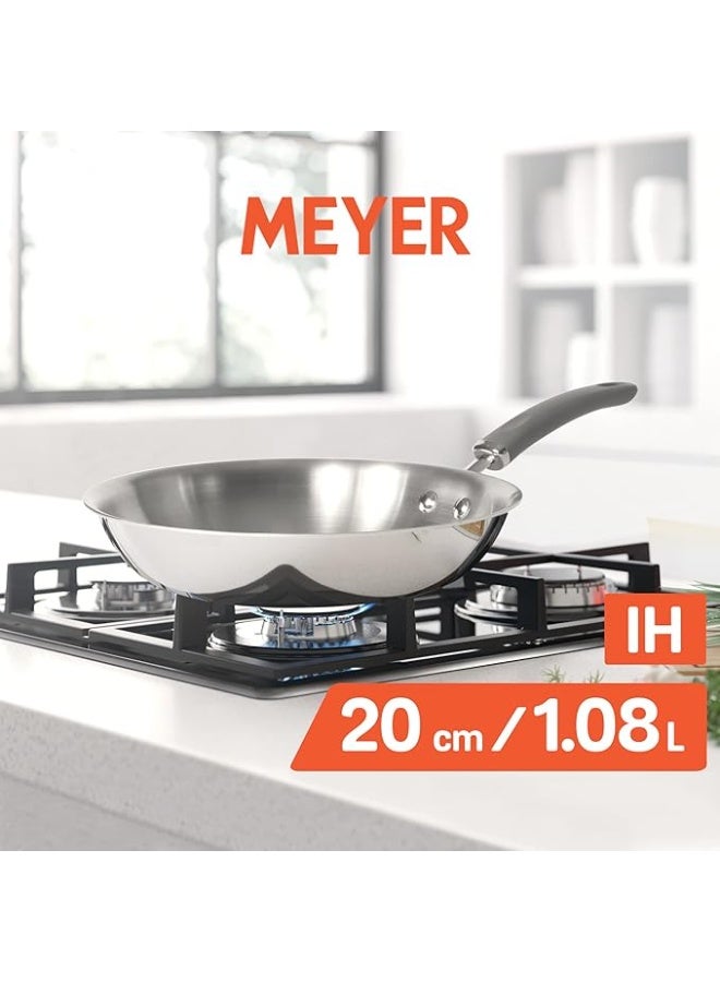 ماير مقلاة "Meyer Trivantage" ثلاثية الطبقات من الفولاذ المقاوم للصدأ (خالية من النيكل) | مقلاة فولاذية للطهي | مقلاة ثلاثية الطبقات بقاعدة سميكة | مناسبة لمواقد الغاز والتحريض (Induction) | المقاس: 20 سم / 1.08 لتر | اللون: فضي - Image 4