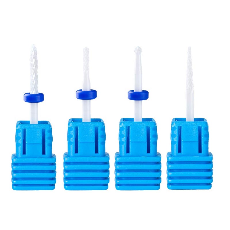 ASDTODW Nail Drill Bit SetCeramic Needle Bit Nail Art Drills For Electric Machine Salon Manicure Files 332 Inch Manicure Pedicure Nail Art Tool For Cuticle Gel Nail Polishing4PCSBlue