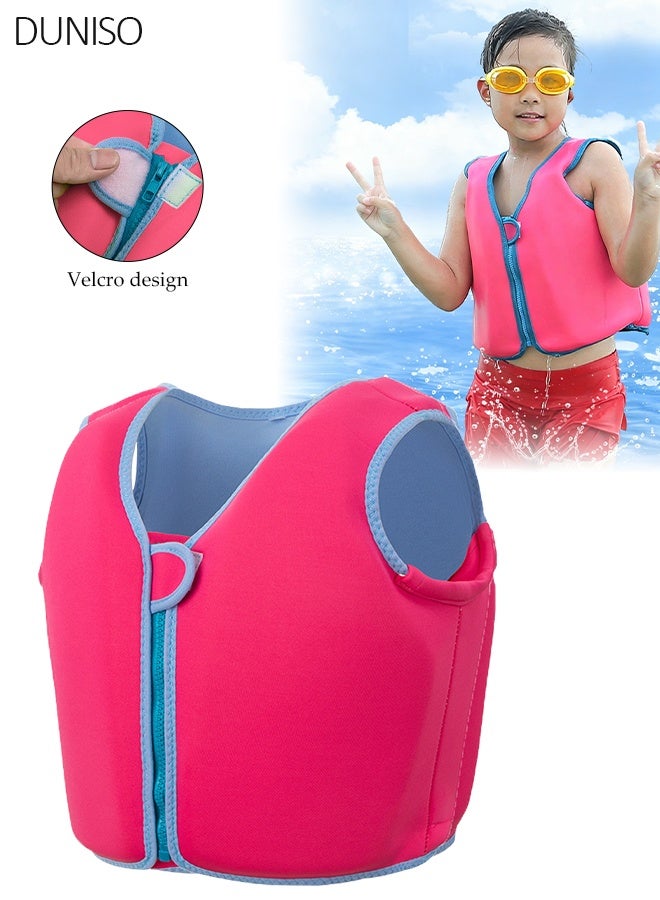 DUNISO Kids Swim Vest, Neoprene Floatation Jacket for Toddlers, Adjustable Buoyancy Life Jacket for 50-70 lbs Children, Pink XL - Image 1