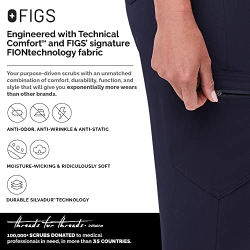 FIGS بنطلون سكرب نسائي عالي الخصر من FIGS زامورا - أزرق داكن، مقاس عادي M - Image 3