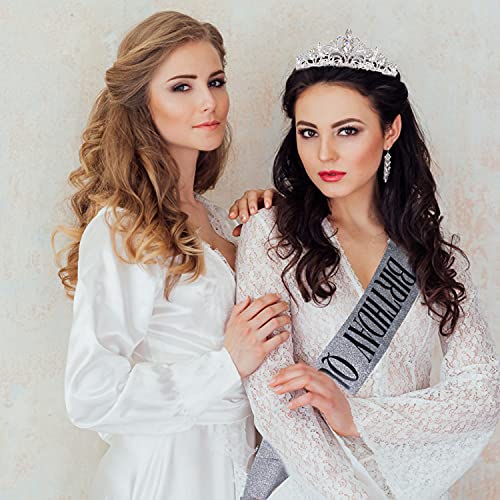 Velscrun Birthday Queen Tiaras Crown for Women, Girls Princess Crowns for Women, Queen Tiara for Mom, Silver Birth Crown Headband Birth Sash, 30th 40th 50th Birthday Prom Party Decorations for Mother - Image 2