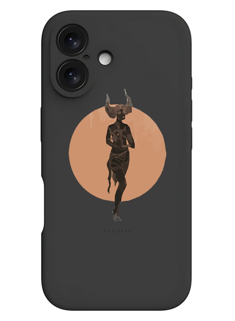 Theodor iPhone 16 Plus Black Protective Slim Fit Case Liquid Silicone Cover with Full Body Protection Anti-Scratch Shockproof Case For iPhone - Scorpio - Image 1