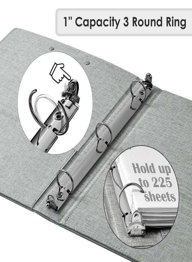 EYROZILL 3 Ring Binder, 1 Inch Linen Binder Organizer for Letter Size (8.5" x 11") with 5 Tab Dividers, File Folder Labels and Low Profile Clipboards, School and Office Supplies- Grey Rose - Image 3