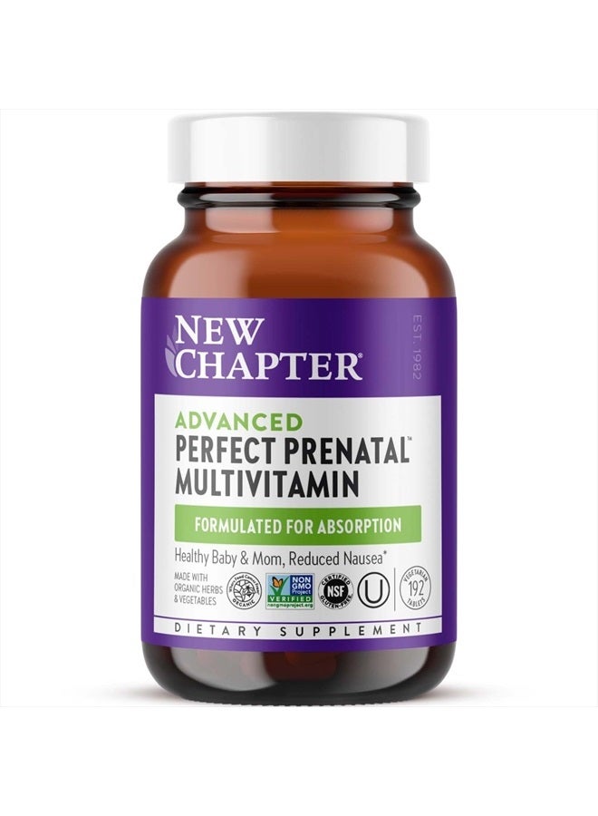 New Chapter Advanced Perfect Prenatal Vitamins, 192ct, Made with Organic, Non-GMO Ingredients for Healthy Baby & Mom - Folate (Methylfolate), Whole-Food Fermented Iron, Vitamin D3 + Ginger - Image 1