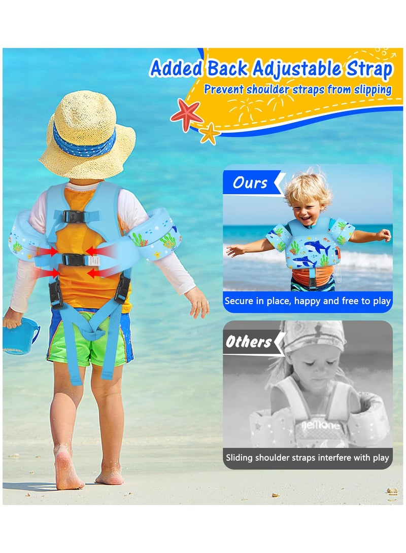 بيت الأناقة سترة طفو للسباحة مع حزام بين الساقين، سترة طفو للأطفال في حمام السباحة بأكمام وأحزمة كتف وأحزمة ذراع - Image 2