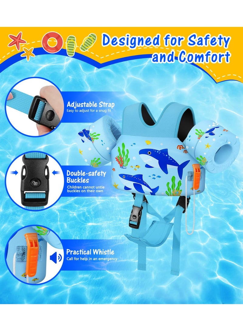 بيت الأناقة سترة طفو للسباحة مع حزام بين الساقين، سترة طفو للأطفال في حمام السباحة بأكمام وأحزمة كتف وأحزمة ذراع - Image 3