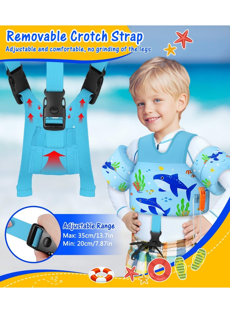 بيت الأناقة سترة طفو للسباحة مع حزام بين الساقين، سترة طفو للأطفال في حمام السباحة بأكمام وأحزمة كتف وأحزمة ذراع - Image 4