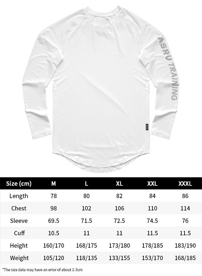 Men's Fitness Clothes  Shirt Loose Round Neck Solid Color Quick-Drying Breathable Long-Sleeve Sports Training Shirt for Men(L) - Image 4