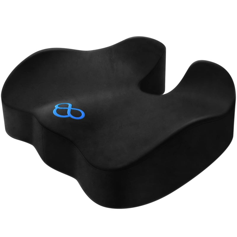 BlissTrends Seat Cushion,Thick Memory Foam Cushions for Office Chair, Car Seat, Airplane, Relieving Pressure Tailbone Sciatica Back Pain for Long Sitting Office Workers, Car Drivers 4.7in Thick Black - Image 1