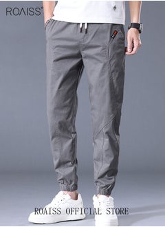 roaiss Men's Cargo Pants Casual Pants Made of Pure Cotton with Elastic Drawstring Suitable for Various Body Types Simple and Trendy  - Image 2