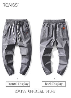 roaiss Men's Cargo Pants Casual Pants Made of Pure Cotton with Elastic Drawstring Suitable for Various Body Types Simple and Trendy  - Image 5