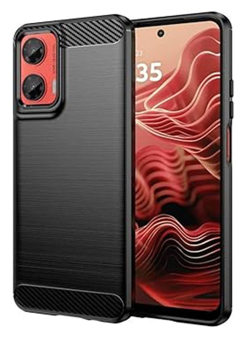 Brushed Carbon Fiber Shockproof Case For Motorola Moto G35 - Black - Image 1