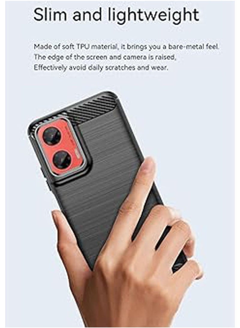 Brushed Carbon Fiber Shockproof Case For Motorola Moto G35 - Black - Image 2