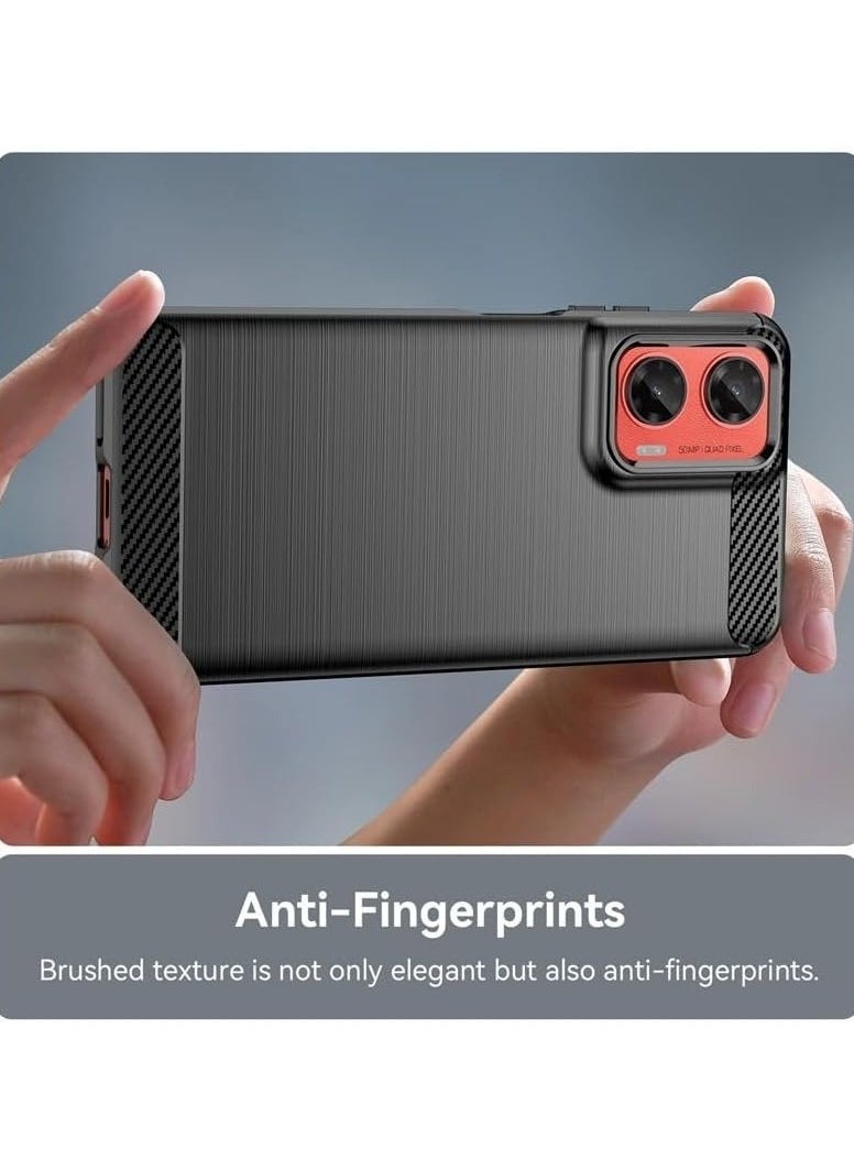 Brushed Carbon Fiber Shockproof Case For Motorola Moto G35 - Black - Image 5