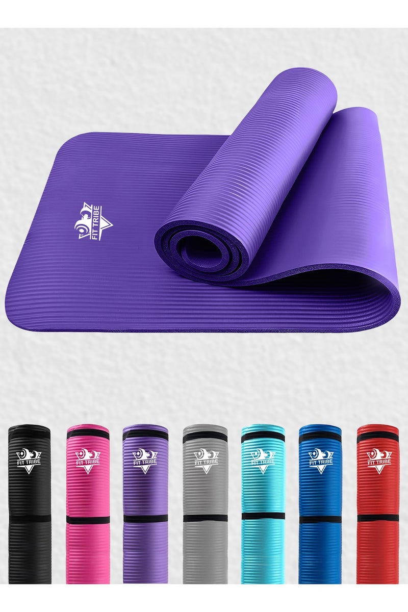 FIT TRIBE Yoga Mat Non Slip for Women & Men, Thick NBR Exercise Mat for Yoga, Pilates, Stretching & Home Workouts, High Density Anti-Slip Workout Mat, Durable Gym Floor Fitness Mat (Purple) - Image 1
