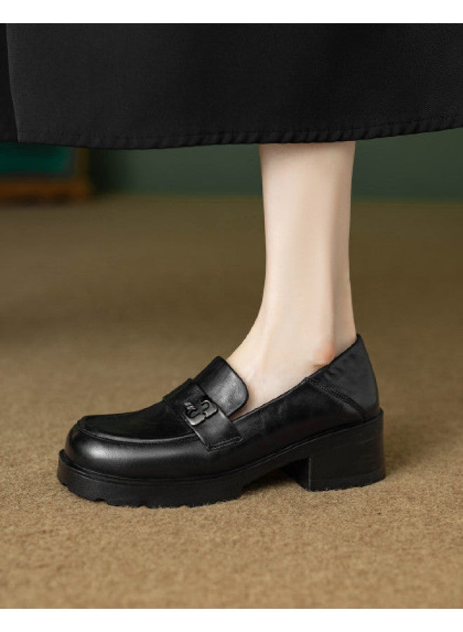 YEARCON Bestseller Platform Loafers, 25 Years Spring/autumn Hit, British Style Letter Buckle, Genuine Leather Slip-on Women's Flats - Image 1