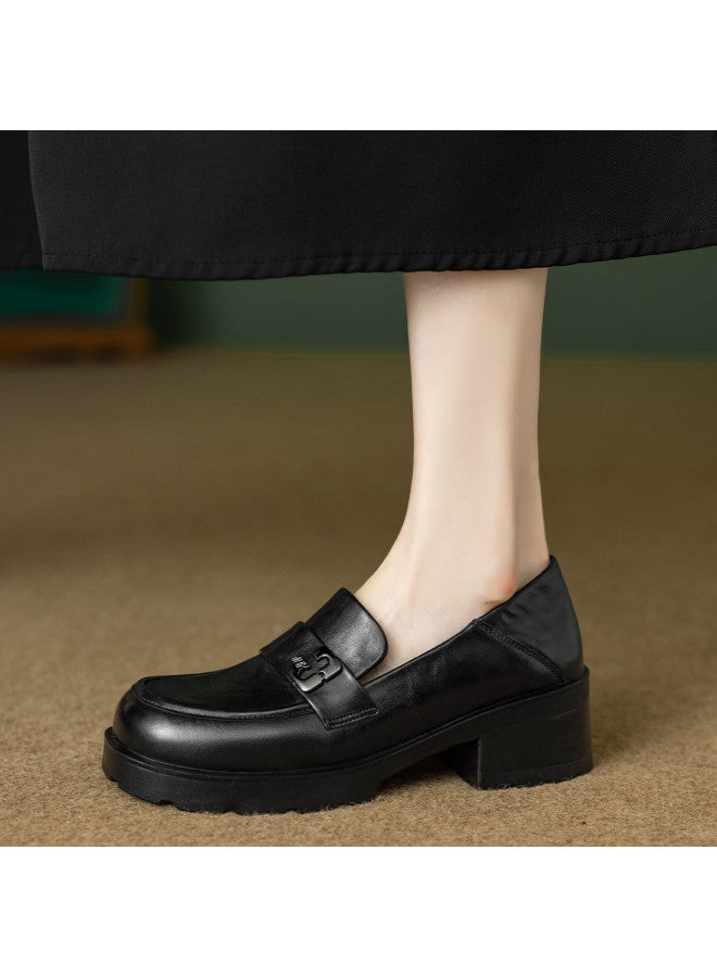 YEARCON Bestseller Platform Loafers, 25 Years Spring/autumn Hit, British Style Letter Buckle, Genuine Leather Slip-on Women's Flats - Image 5