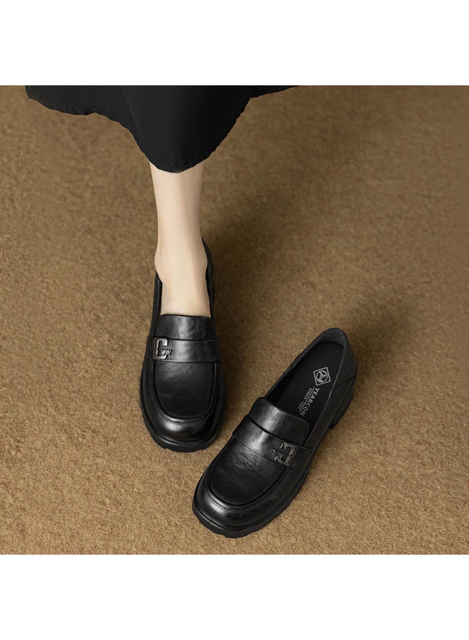YEARCON Bestseller Platform Loafers, 25 Years Spring/autumn Hit, British Style Letter Buckle, Genuine Leather Slip-on Women's Flats - Image 2