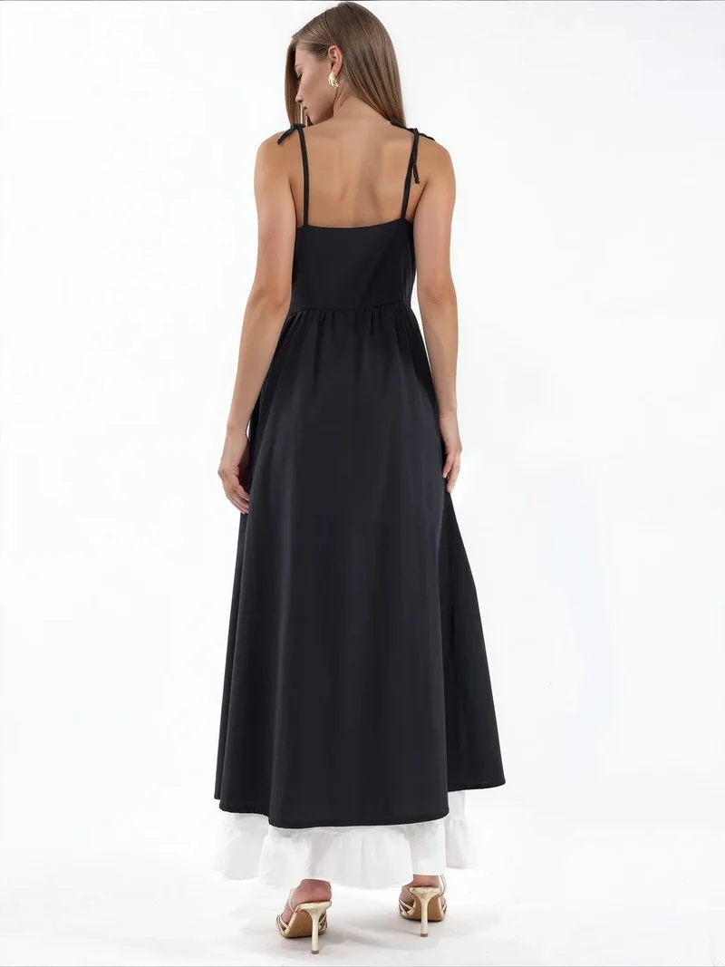 Jennyfer Multicolor Color-Blocked Square-Neck Maxi Dress for Women | Best Price UAE