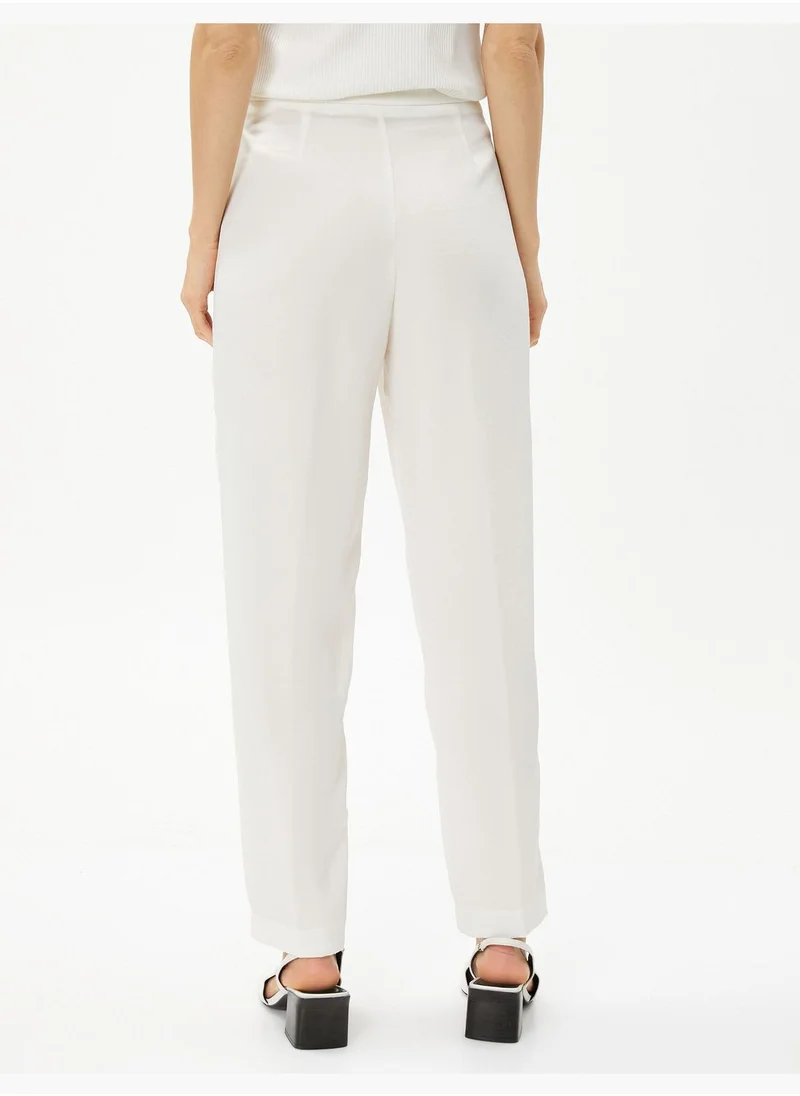 كوتون Medium Rise Ribbed Slim Fit Trousers