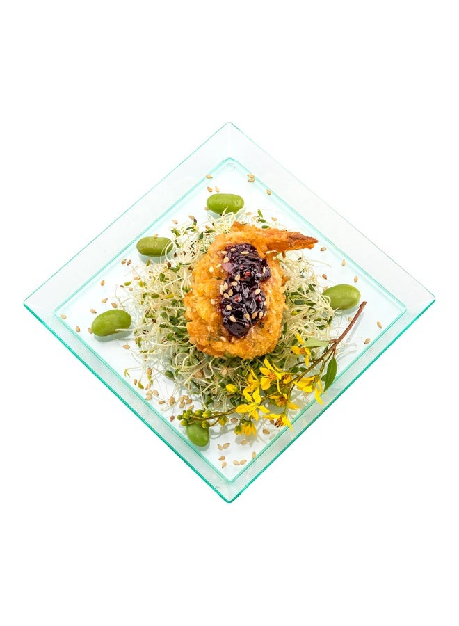 Restaurantware 5 x 5 Inch Mini Tasting Plates, 100 Disposable Square Plastic Plates - Durable, Stylish, Seagreen Plastic Hors D'oeuvre Serving Plates, For Desserts Or Appetizers At Parties - Image 2