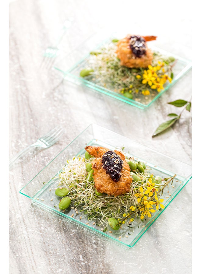 Restaurantware 5 x 5 Inch Mini Tasting Plates, 100 Disposable Square Plastic Plates - Durable, Stylish, Seagreen Plastic Hors D'oeuvre Serving Plates, For Desserts Or Appetizers At Parties - Image 5