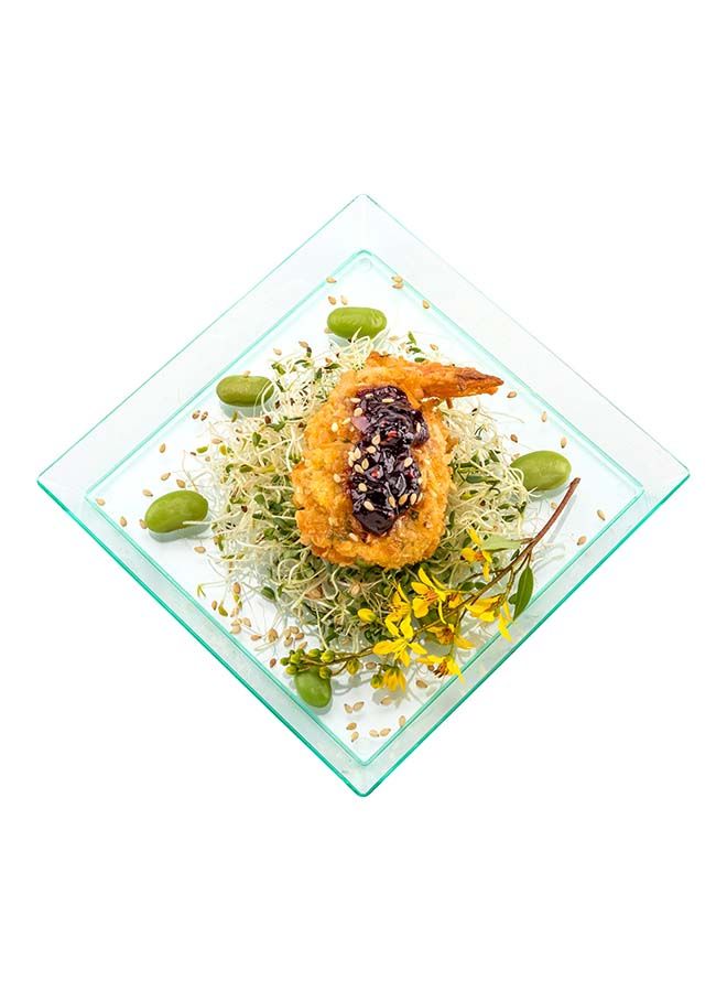 Restaurantware 5 x 5 Inch Mini Tasting Plates, 100 Disposable Square Plastic Plates - Durable, Stylish, Seagreen Plastic Hors D'oeuvre Serving Plates, For Desserts Or Appetizers At Parties - Image 4