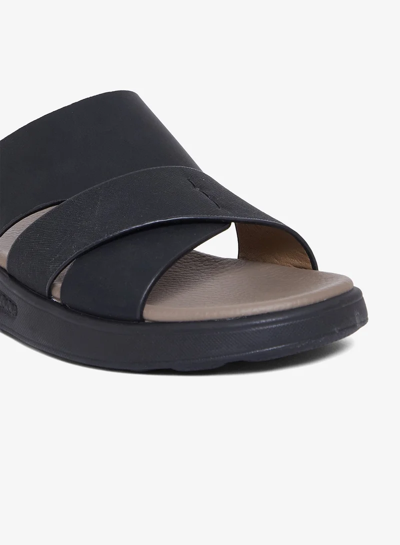 Geoomnii Black Comfort Arabic Sandals for Men – Classic Slip-On Open Toe Sandals with Cushioned Footbed for Daily Wear for Men | Best Price UAE