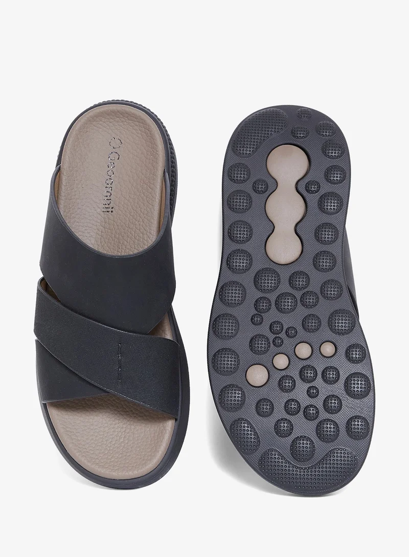 Geoomnii Black Comfort Arabic Sandals for Men – Classic Slip-On Open Toe Sandals with Cushioned Footbed for Daily Wear for Men | Best Price UAE