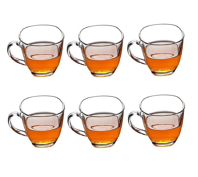 MARKQUES Teaware Glass Cup for Green Tea, Herbal Tea, Coffee (Transparent, Clear, 200 ml) 6 Pieces - Image 1
