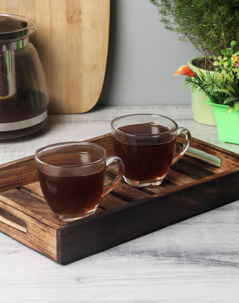 MARKQUES Teaware Glass Cup for Green Tea, Herbal Tea, Coffee (Transparent, Clear, 200 ml) 6 Pieces - Image 5