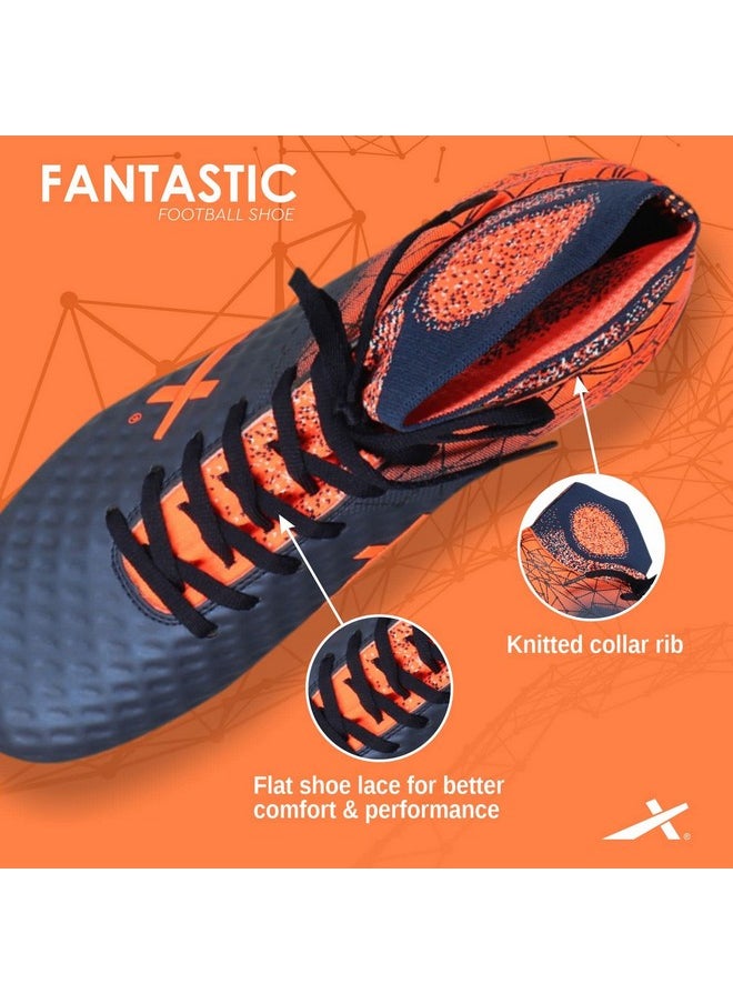 Vector X - Vector X Fantastic Men's Football Soccer Shoes with PU Outer and TPU Sole Material for Outdoor Indoor Soccer Practising and Training (Blue-Orange, Size-9) - Image 1