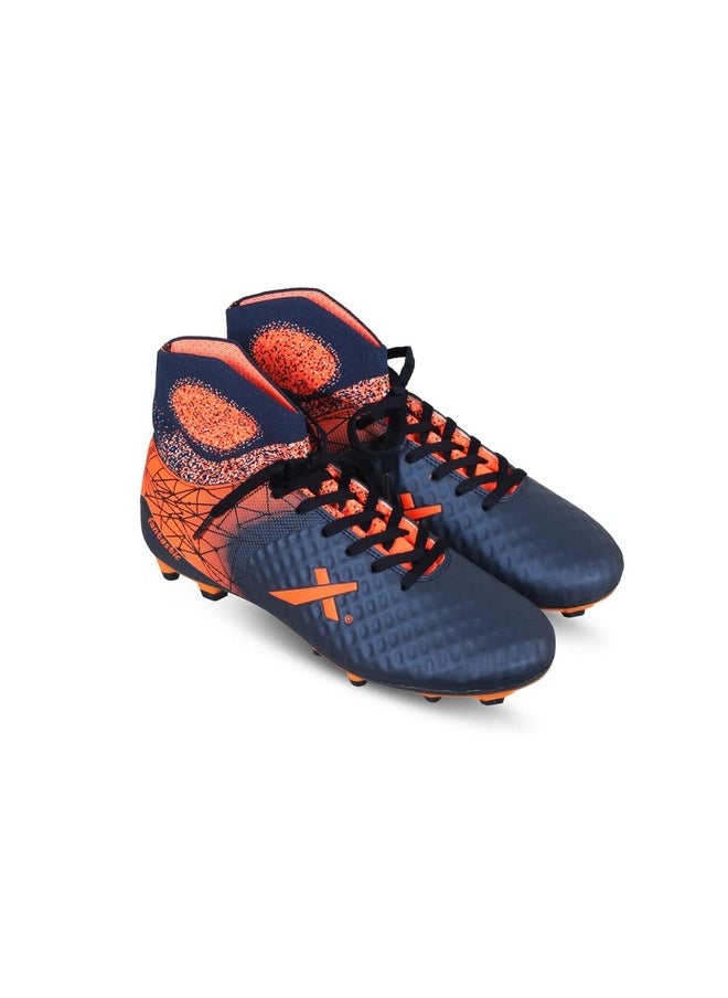 Vector X - Vector X Fantastic Men's Football Soccer Shoes with PU Outer and TPU Sole Material for Outdoor Indoor Soccer Practising and Training (Blue-Orange, Size-9) - Image 1