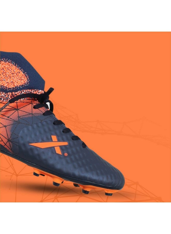 Vector X - Vector X Fantastic Men's Football Soccer Shoes with PU Outer and TPU Sole Material for Outdoor Indoor Soccer Practising and Training (Blue-Orange, Size-9) - Image 1