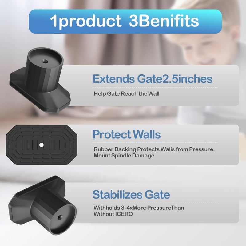 ICERO Baby Gate Extender Wall Protector 4 Pack Pressure Mounted Gates Extension Kit Extends 1135 inches Child Safety Gates and Protect Walls  Doorways from Pet  Dog GatesWork on StairsBlack - Image 3