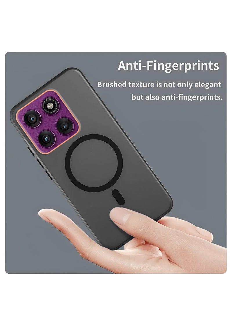 Wtech Motorola Moto G Stylus / Motorola Edge 60 Stylus 5G 2025 Hybrid Translucent Magsafe with Magnetic Charging Raised Camera Lips Elegant Look Case Cover (MCMPMN) - Black - Image 4