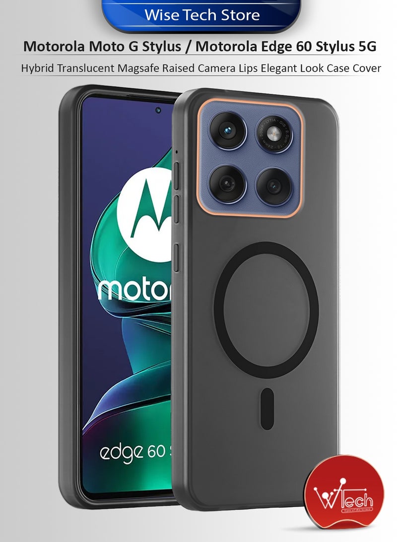 Wtech Motorola Moto G Stylus / Motorola Edge 60 Stylus 5G 2025 Hybrid Translucent Magsafe with Magnetic Charging Raised Camera Lips Elegant Look Case Cover (MCMPMN) - Black - Image 1