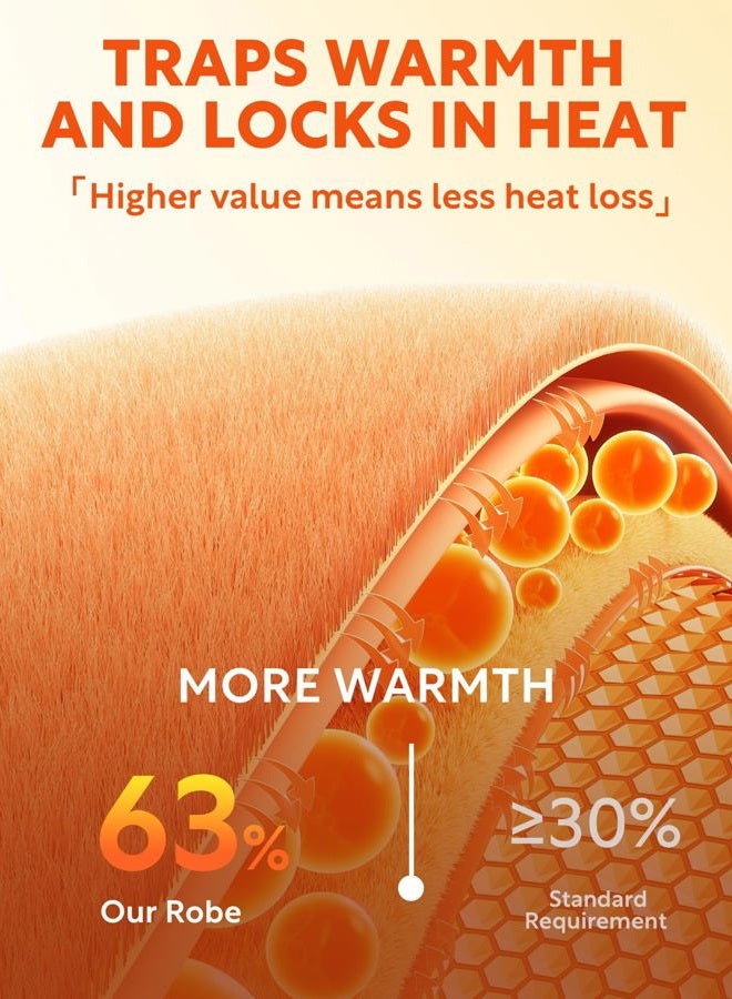 DAVID ARCHY Men's Hooded Robe Plush Coral Fleece Warm Cozy Long Bathrobe (L, Navy Blue) - Image 2