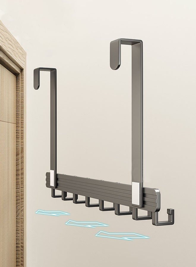 Hanayo Coat Hooks Over the Door Hooks with 5 Hanging Hooks Door Hook for Clothes Towels Hats and Bags Bedroom Storage Hanger Hooks Excellent Load-bearing Capacity Hanger(Grey) - Image 5