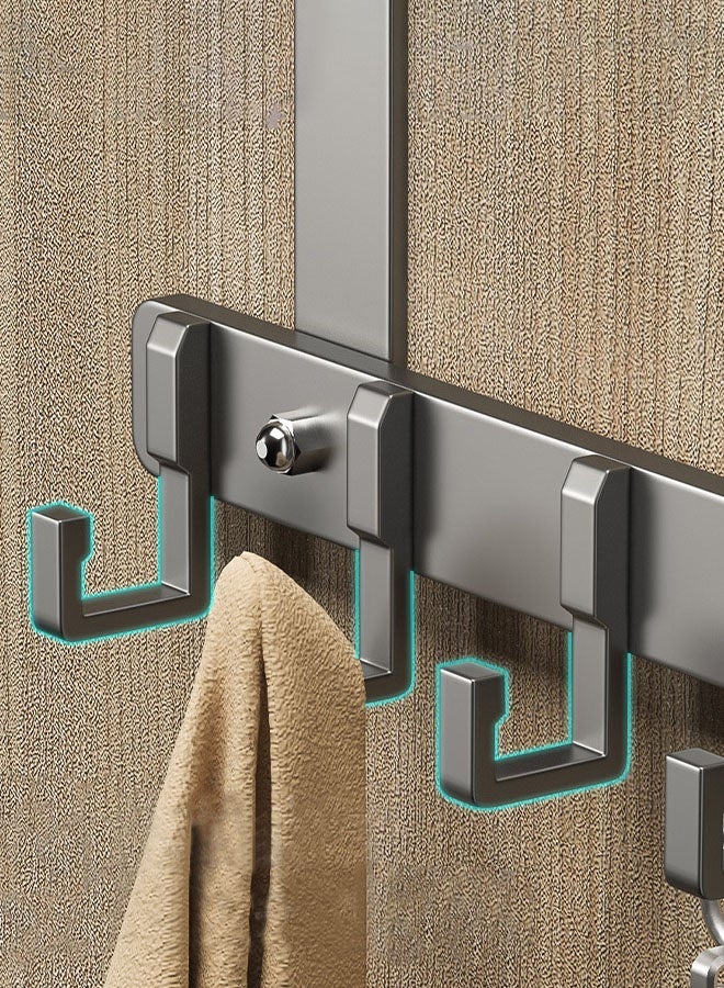 Hanayo Coat Hooks Over the Door Hooks with 5 Hanging Hooks Door Hook for Clothes Towels Hats and Bags Bedroom Storage Hanger Hooks Excellent Load-bearing Capacity Hanger(Grey) - Image 4