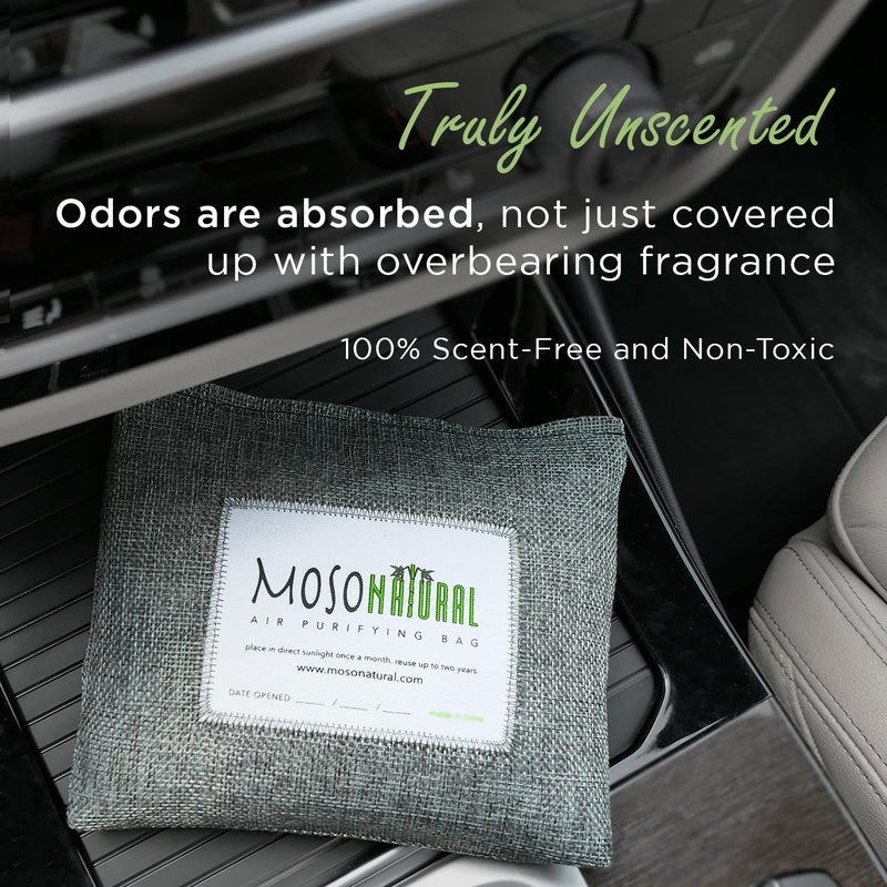 MOSO NATURAL معطر هواء السيارة الطبيعي من ماسو | ماص للرائحة من الفحم البامبو يدوم طويلاً | مزيل رائحة غير سام للسيارات | حقيبة تنقية الهواء خالية من الروائح - Image 3