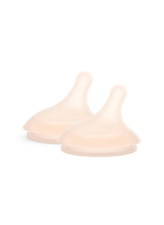 SUAVINEX Suavinex Zero.Zero Slow Flow Asymmetrical Silicone Nipple, 2 Pack (0m+), Fair  - Image 1