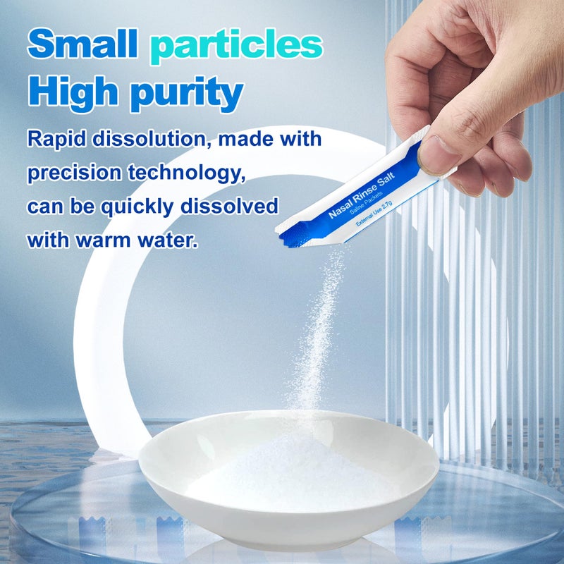 waterpulse عبوات ملح غسل الأنف Waterpulse 60، عبوات ملح فعالة لوعاء غسل الأنف، عبوات ملح غسل الأنف مغلفة بشكل فردي - حل مريح لالتهاب الجيوب الأنفية، الحساسية وتخفيف البرد - Image 2