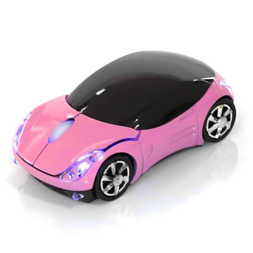 ASHATA 2.4G Car Mouse with USB Reciver 1600DPI Optical Mouse for PC Computer Laptop Tablet, High Cute Mouse for XP//Win7/ME/2000/for OS (Pink) - Image 1