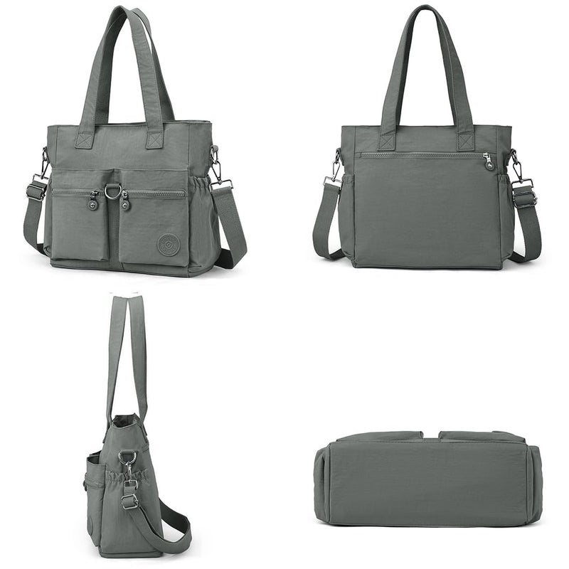 Collsants Tote Bag for Women Nylon Purse and Handbags Tote Purse Crossbody Bag Messenger Bag (grey) - Image 3