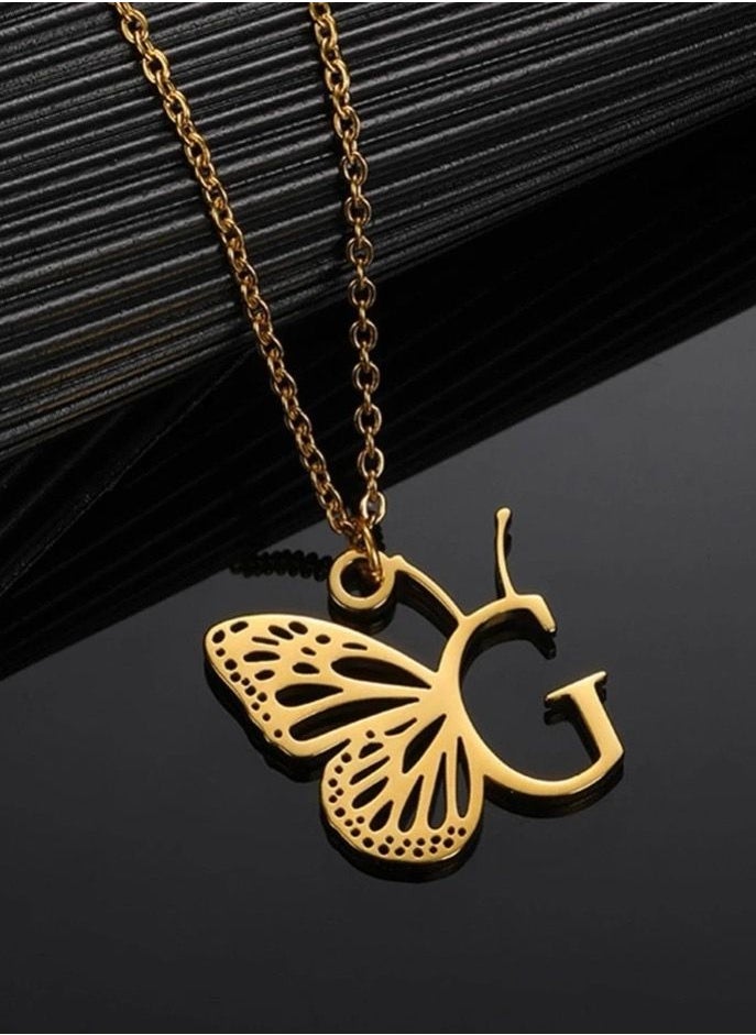 sixtyfour Trendy Gold Stainless Steel Necklace For Women Letter G 