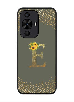 Rugged Black edge case for Huawei nova 12s / Huawei nova 11/ Huawei nova 12 Lite 4G,Custom Monogram Initial Letter Floral Alphabet - E (Olive Green)